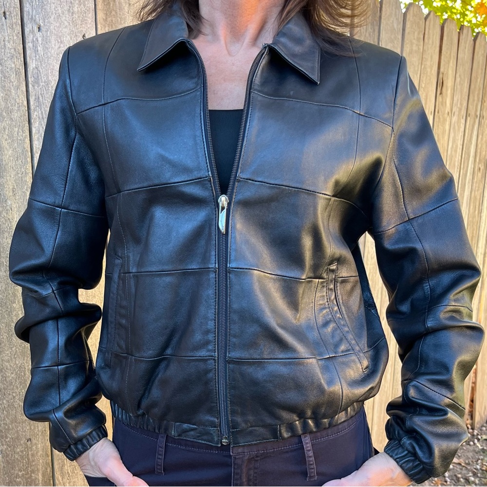 Black leather jacket ladies